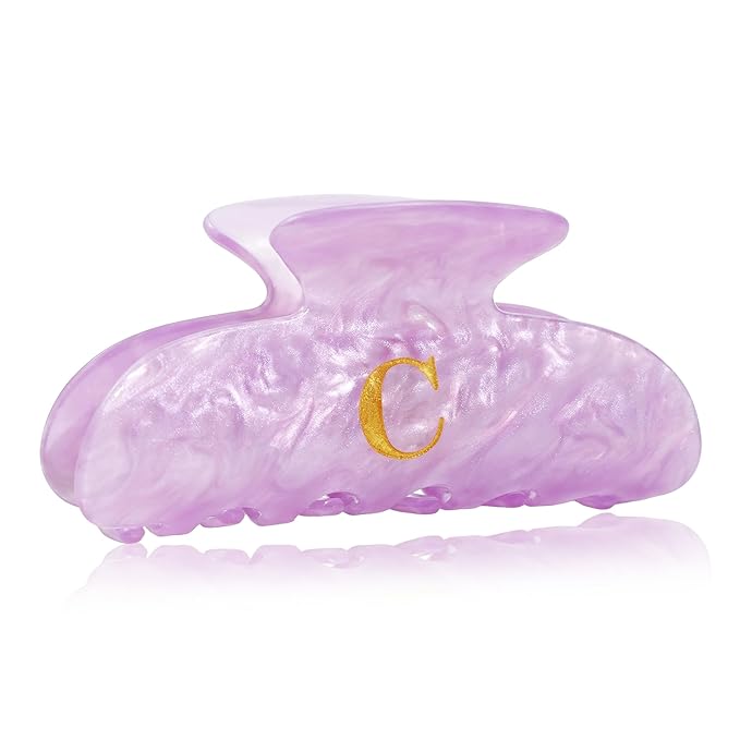 Birthday Gifts for Girls - Purple Acrylic Letter Hair Clips, Monogram Hair Claw Alphabet Large Hair Clip, Fashion Glitter Claw Clips, Teen Girl Gifts Trendy Stuff, Letter C