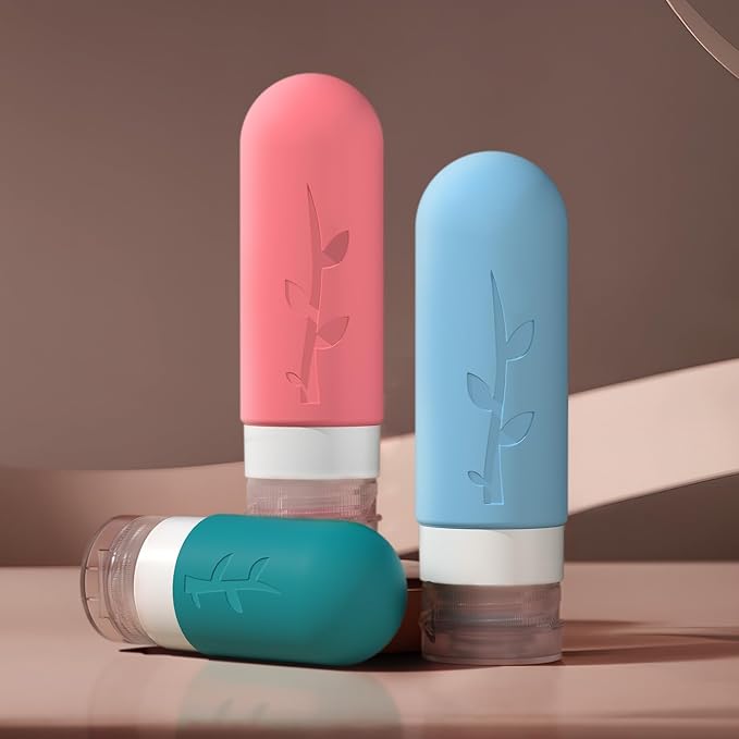 Travel Bottles Kit (16 Pack) - TSA Approved, Leak Proof Silicone Squeezable Containers for Toiletries. Complete Set with Jars, Sprayers & Bag (Coastal Hues)