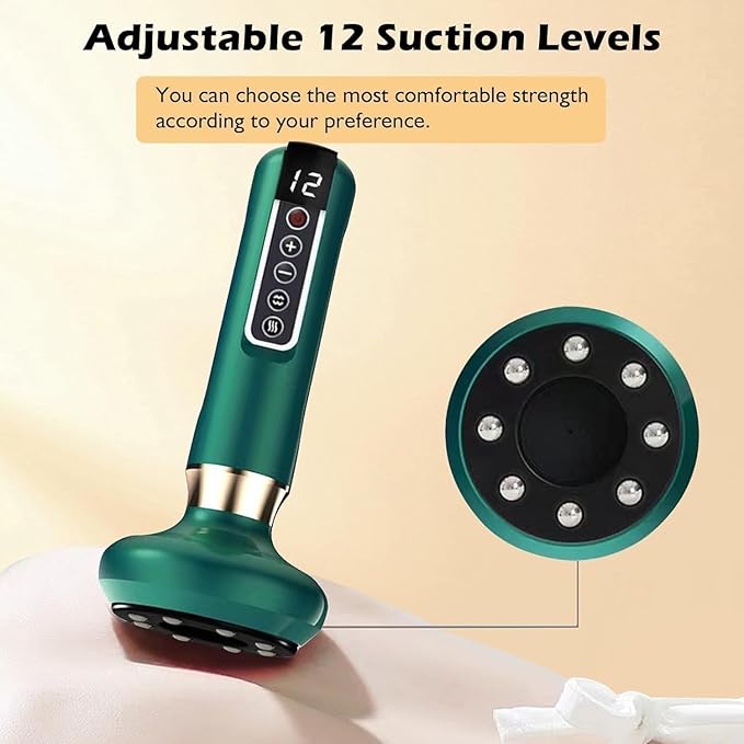 Lymphatic Drainage Massager Electric Gua Sha Anti Kit for Cellulite Massage Tool Cavitation Remover for Legs Handheld Smart Cupping Device Reviews Back and Arm Ventosas Para Masaje Muscular (Green)