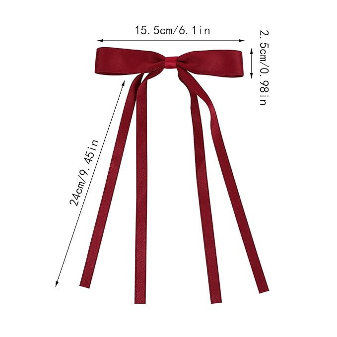 Hair Bows Clips Coquette Ribbon Bowknot with Long Tail Princess Hair Bows French Barrettes Hair Accessories for Women Girls 16PCS (Wine Red, White, Aquamarine, Brown)