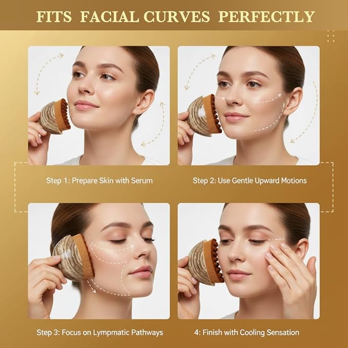 2PCS Lymphatic Contour Face Brush, Chin Jawline Sculpting Tool, Drainage Massager for Face & Neck,Ergonomic Design for Anti-Swelling & Fatigue Relief