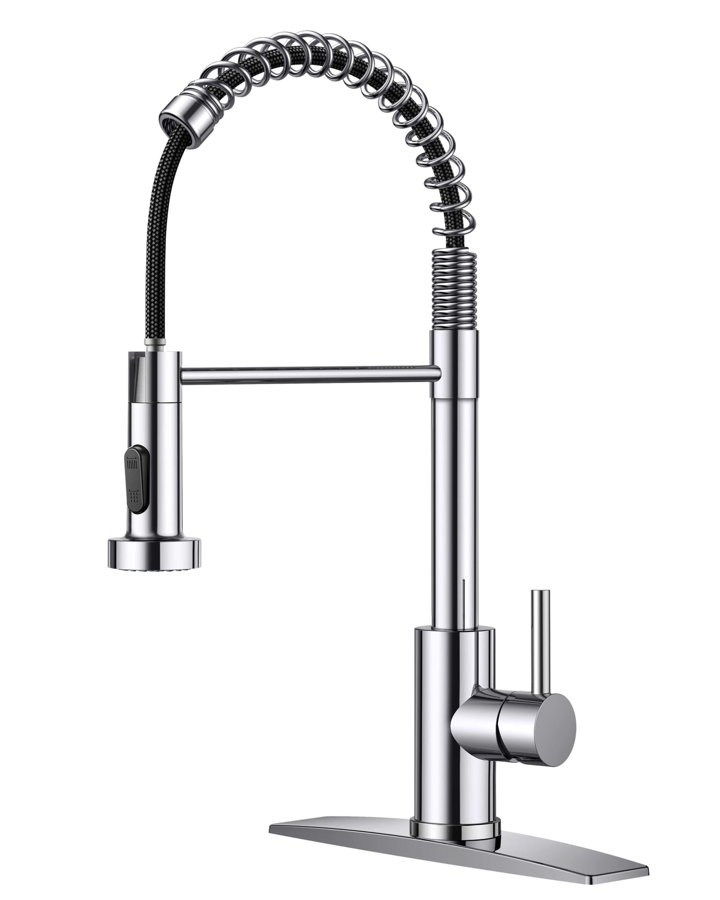 FORIOUS Kitchen Faucet with Pull Down Sprayer, Stainless Steel Commercial Single Handle Classic Spring Pull Out Sink Faucet for Pot Filler, Farmhouse Camper Bar Laundry Room, Chrome