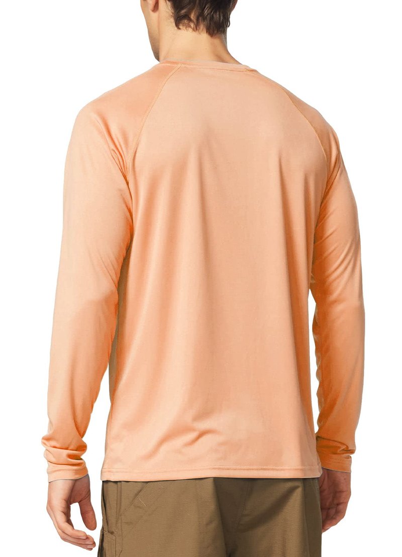 baleaf Mens UPF 50+ Sun Protection Shirts Long Sleeve Rash Guard, Quick Dry 4-Way Stretch for Fishing Swimming Surfing 01-Light Pink 2XL