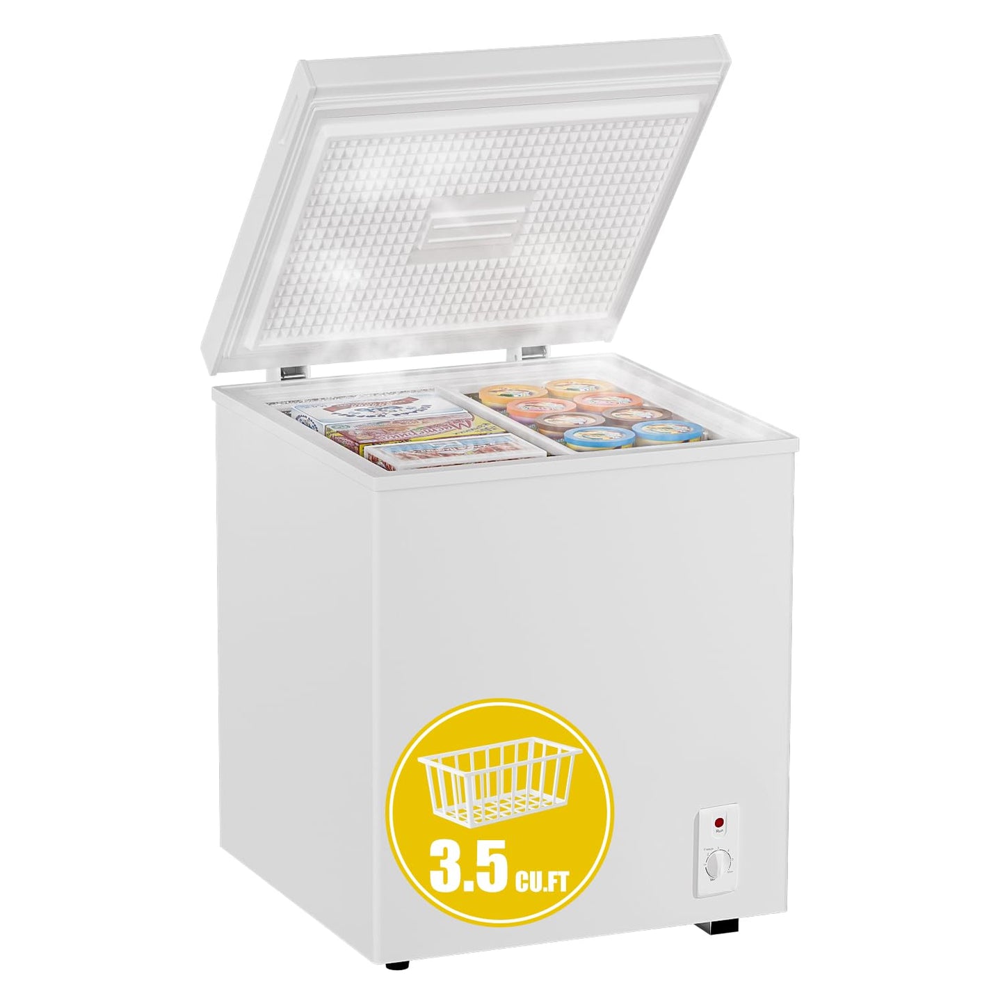 Bodacious 3.5 cuft Chest Freezer - Compact, Energy-Efficient & Quiet Mini Deep Freezer with Removable Baskets for Apartments, RVs, and Garages