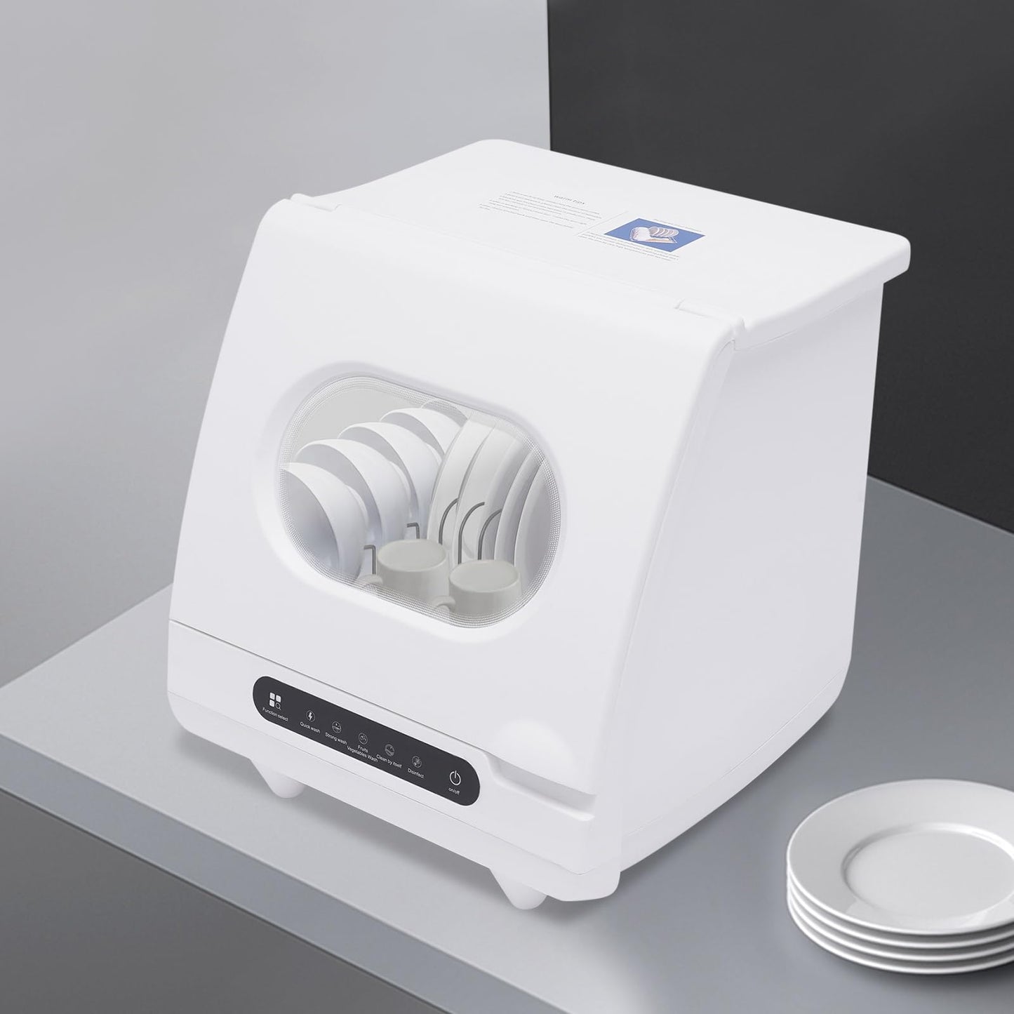 Portable Countertop Dishwasher, 5 Washing 12 Spouts Water Tank Leak-Proof Dry and 360° Rotation Flushing, Uitable for Homes Kitchen Apartments Dormitories Campers Rvs
