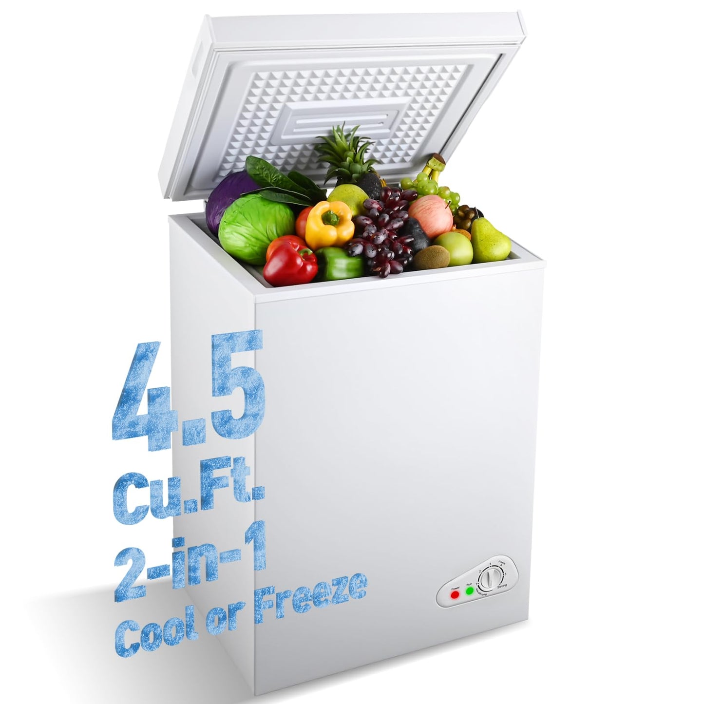 Anypro Chest Freezer 4.5 Cu.Ft, FreeStanding Top Door Compact Small Deep Mini Freezer with Removable Baskets, 7 Adjustable Temperatures for Garage Dorm Apartment RV Kitchen Business, White