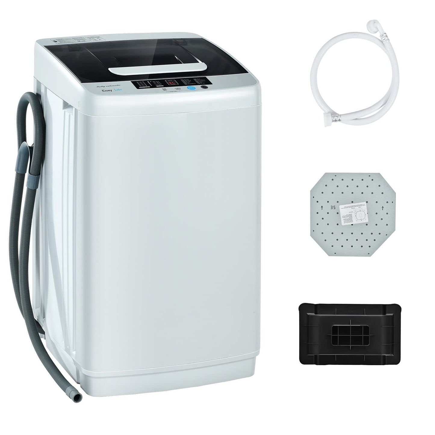 COSTWAY Portable Washing Machine, 2-in-1 Laundry Washer and Spin Combo with 10 Programs, 8.8lbs Capacity, Drain Pump and LED Display, Full Automatic Washer for Apartment, RVs, Dorm, Grey