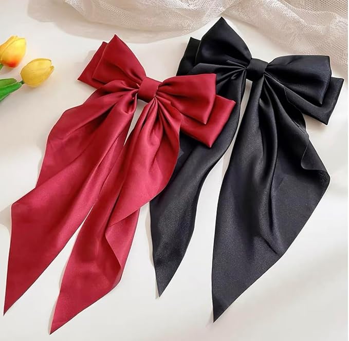 Hair Bows for Women Hair Ribbon Bow Hair Clips with Long Tails Vintage Hair Accessories for Women