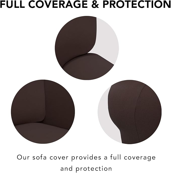 PureFit Super Stretch Sofa Slipcover – Spandex Non Slip Soft Couch Sofa Cover, Washable Furniture Protector with Non Skid Foam and Elastic Bottom for Kids, Pets (Oversized, Chocolate)