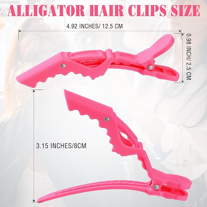 Havawish 12 Pcs Alligator Clips for Hair Styling Matte Alligator Crocodile Clips for Women Hair Sectioning(Pink)
