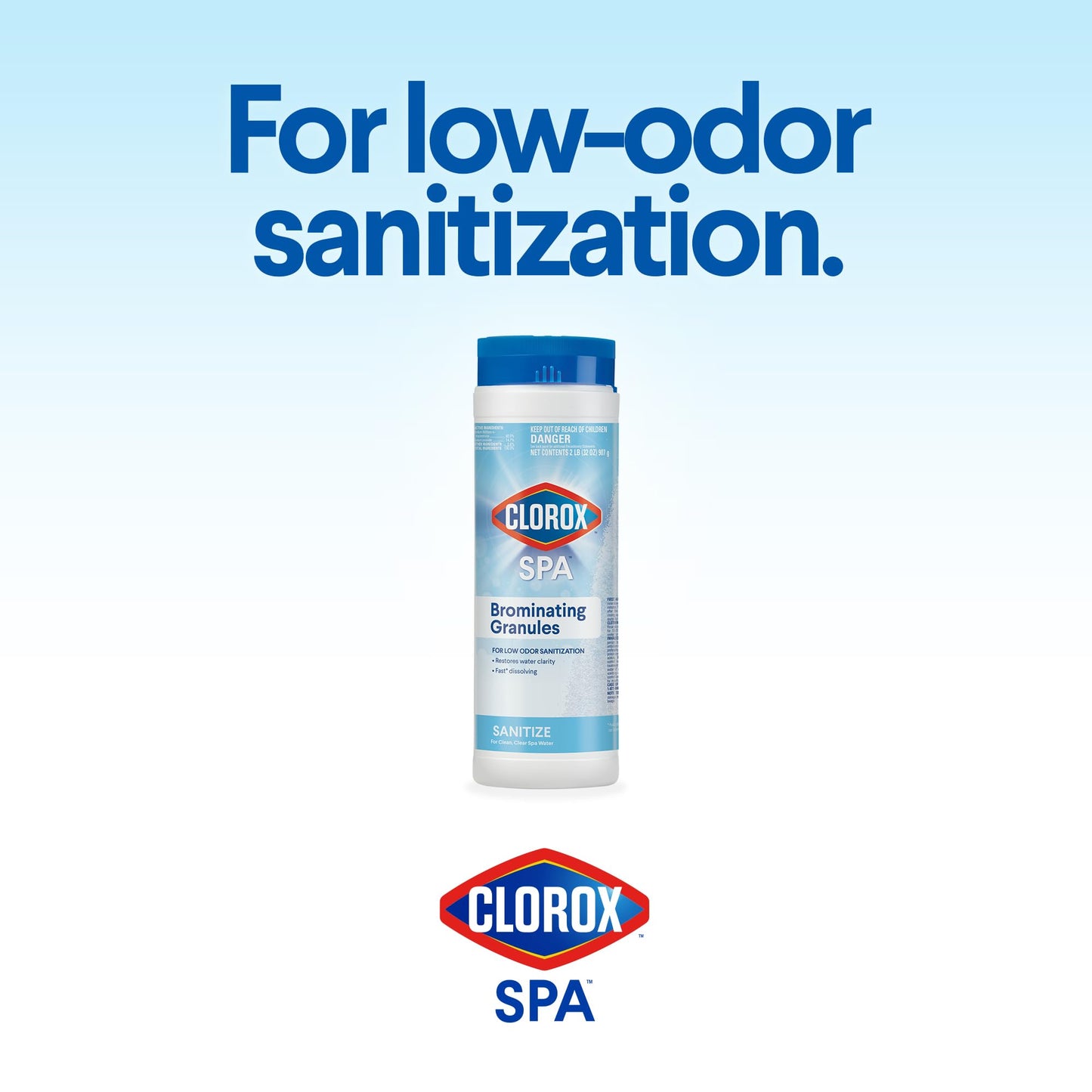 Clorox® Pool&Spa™ Spa Brominating Granules, for Low, Odor Sanitization, Restores Water Clarity in Hot Tubs and Spas, 2 lb (Pack of 1)