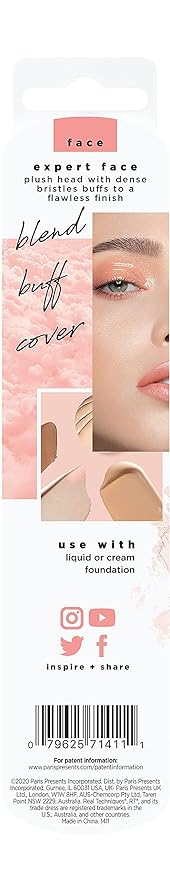 Real Techniques Professional Foundation Makeup Brush for Even Streak Free Application, Orange, (Pack of 4)