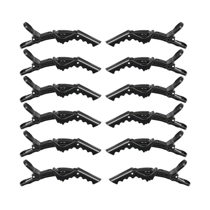 12 Pcs Alligator Hair Clips for Styling Sectioning Hair Clips for Women Wide Teeth Professional for Hair Salon Barber (Black)