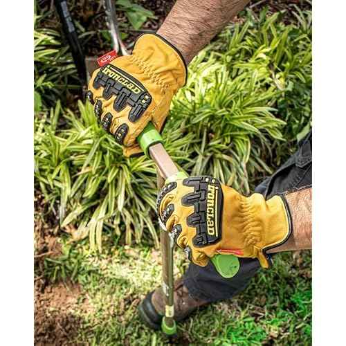Ironclad Mens Work Glove 360 CUT LEATHER IMPACT, Yelloe, Large US