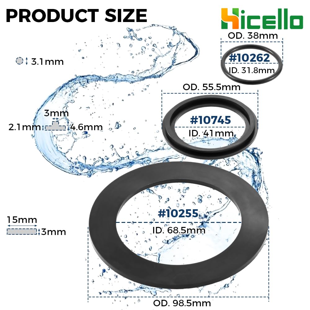Hicello 25076RP O-Ring Rubber Gasket Washers Kit L-Shape O-Ring for 1.5" Fittings Compatible with Intex Pool Plunger Valves 28633 28635 28621 10747 25006 25010 Replace 10745 10262 10255(8SETs=24PCs)