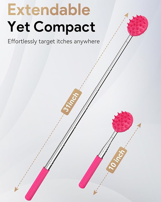 TUKUOS Telescoping Back Scratcher with 4Pcs Detachable Scratching Heads, Back Scratcher for Men/Women,Dual Sides Scratcher/Metal Paw/Rake Scratcher Christmas Gifts Stocking Stuffers for Women Men
