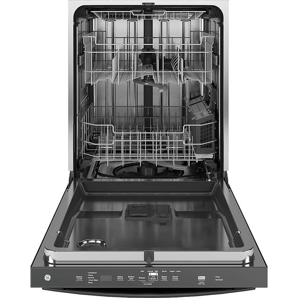 GE 24 in. Black Top Control Built-in Tall Tub Dishwasher with 3rd Rack, Bottle Jets, 45 dBA GDT670SGVBB