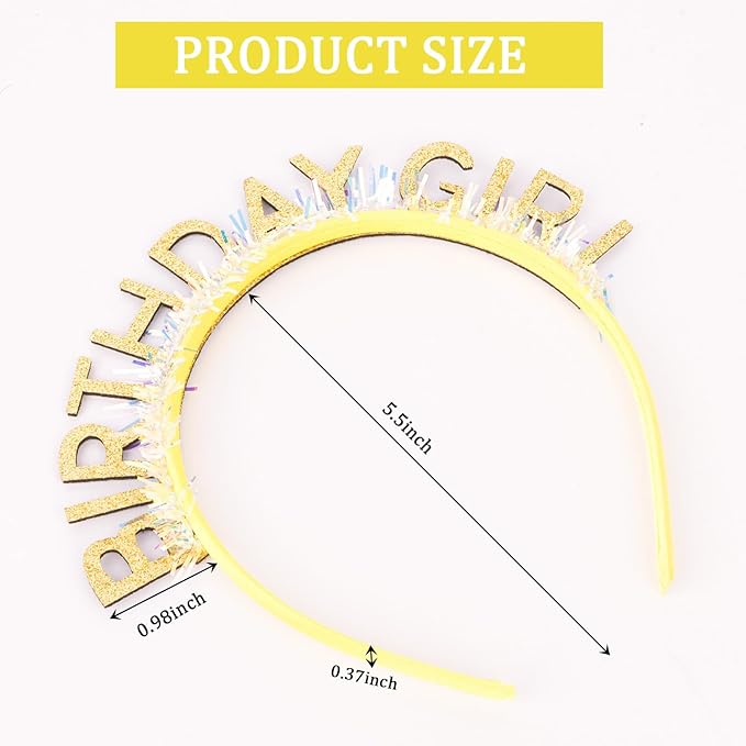 CIEHER Gold Birthday Girl Headband Birthday Crown for Women Girls