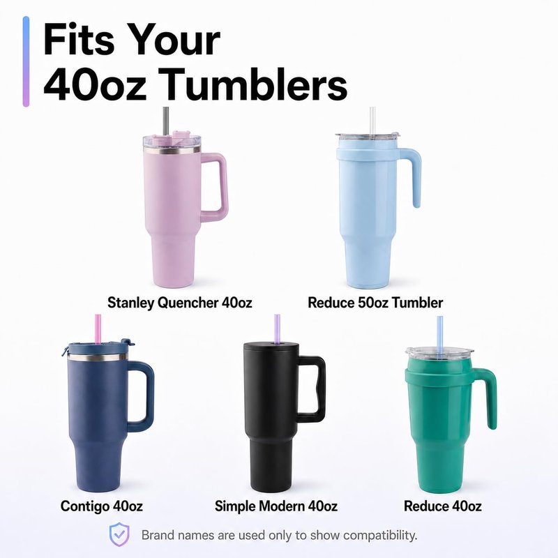 Joshey 12 Inch Tritan Replacement Straws for Stanley 40oz Tumbler - 6 Pack Reusable Long Straw with Cleaning Brush, Fits 30oz & 40oz Stanley Cup Accessories, BPA-Free (3 Colors)