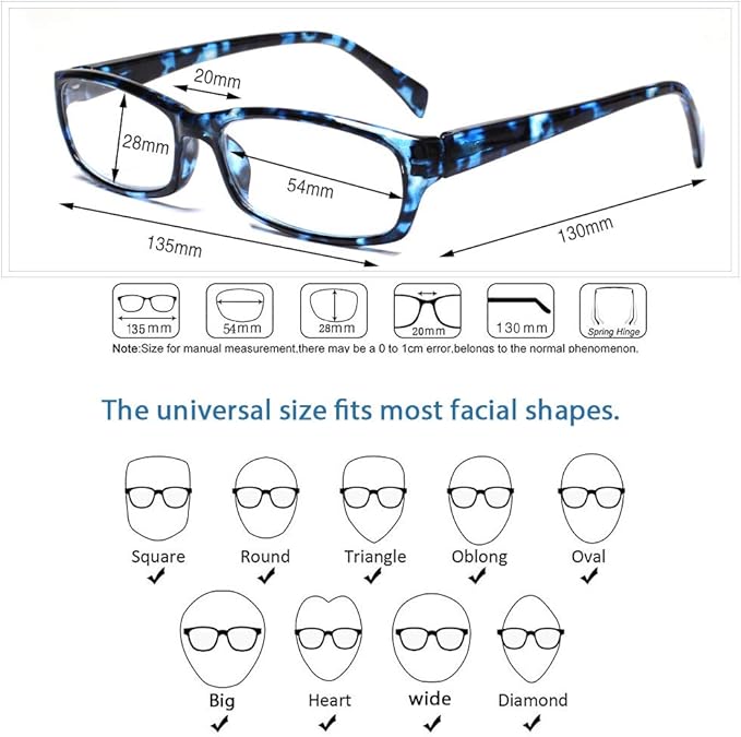 Henotin 5-Pack Reading Glasses Blue Light Blocking Anti Eyestrain Computer Reading Glasses for Women and Men Readers (5 Pack blue, 4.00)