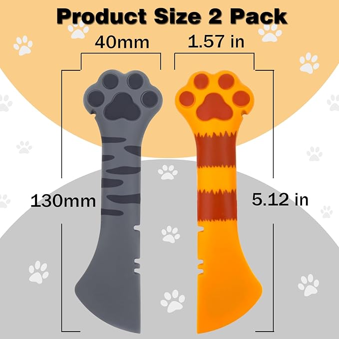 2 Pack Dog Cat Food Spoon, Cute Paw Silicone Pet Can Opener Spatula Scoop Mixing Spoons for Wet Canned Food