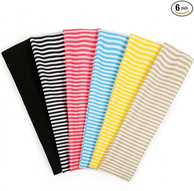 TERSE Stripe Headbands for Women Trendy Hair Accessories: Cute Head Bands for Women's Hair Fashion Hairbands 6PCS