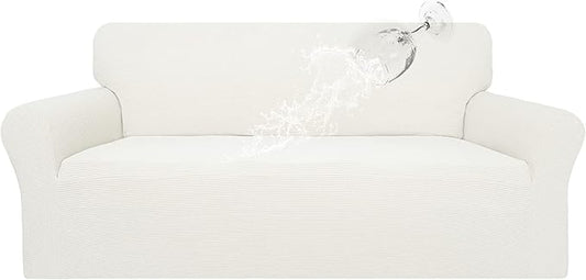 Easy-Going 100% Waterproof Couch Cover, Dual Waterproof Sofa Cover, Stretch Jacquard Sofa Slipcover, Leakproof Furniture Protector for Kids, Pets, Dog and Cat (Oversized Sofa, Cream)