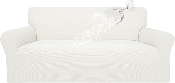 Easy-Going 100% Waterproof Couch Cover, Dual Waterproof Sofa Cover, Stretch Jacquard Sofa Slipcover, Leakproof Furniture Protector for Kids, Pets, Dog and Cat (Sofa, Cream)