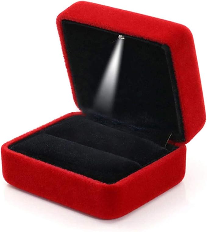 GBYAN Velvet Ring Box with LED Light Jewelry Display Gift Box for Proposal,Engagement, Wedding