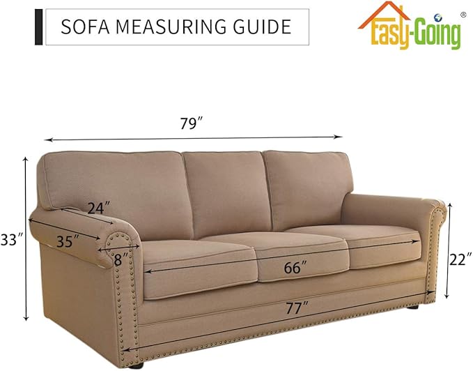 Easy-Going Stretch Sofa Slipcover 1-Piece Sofa Cover Furniture Protector Couch Soft with Elastic Bottom for Kids, Polyester Spandex Jacquard Fabric Small Checks (Sofa, Greyish Green)