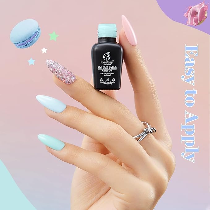 Beetles Pink Gel Nail Polish Set, 20 Color Macaron Colors Bright Pink Green Pastel Nail Polish Kit with Base Gel Glossy & Matte Top Coat Soak off Uv Nail Art Valentines Spring Gifts for Women