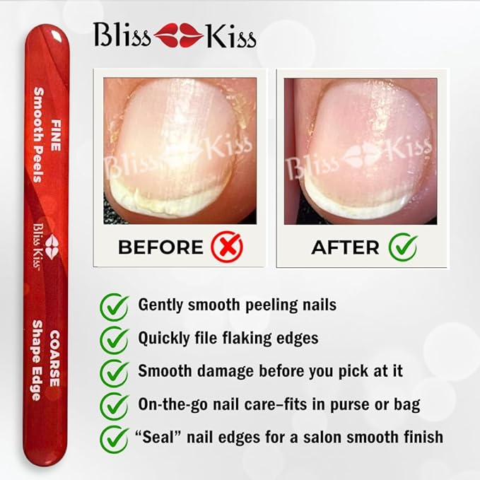 Bliss Kiss Nano Glass Nail File & Callus Buffer for Weak, Brittle, Peeling Nails for Women for Natural Nails with Case