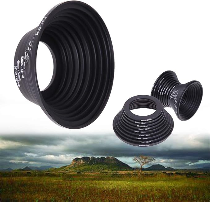 Tookie 18Pcs Filter Ring Adapter Set, 37-82mm Metal Step Up/Down Rings Lens Adapter Filter Set Compatible with Digital SLR Camera