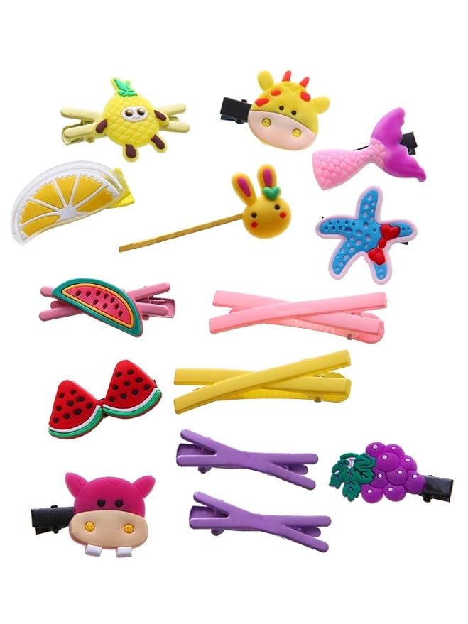 56PCS Toddler Hair Accessories Set: Colorful Rainbow Barrettes, Pins, Candy Fruits, Butterflies for Kids' Stylish Hairstyles