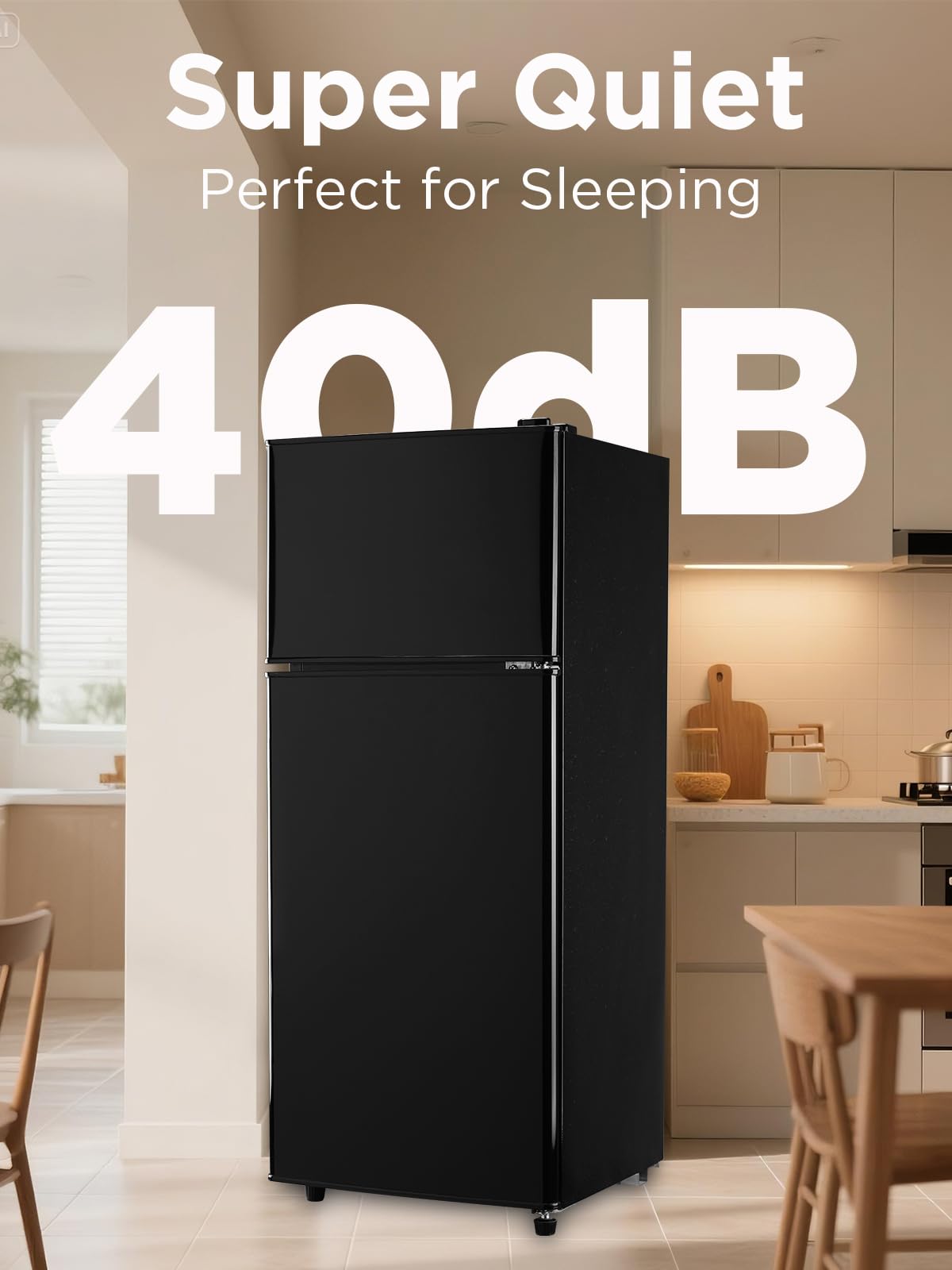 F.W.WOOLWORTHS 3.8 Cu.Ft Refrigerator with Freezer, 2 Doors Fridge with Adjustable Thermostat Control, Refrigerator for Kitchen, Dorm, Apartment, Garage, Office, Black