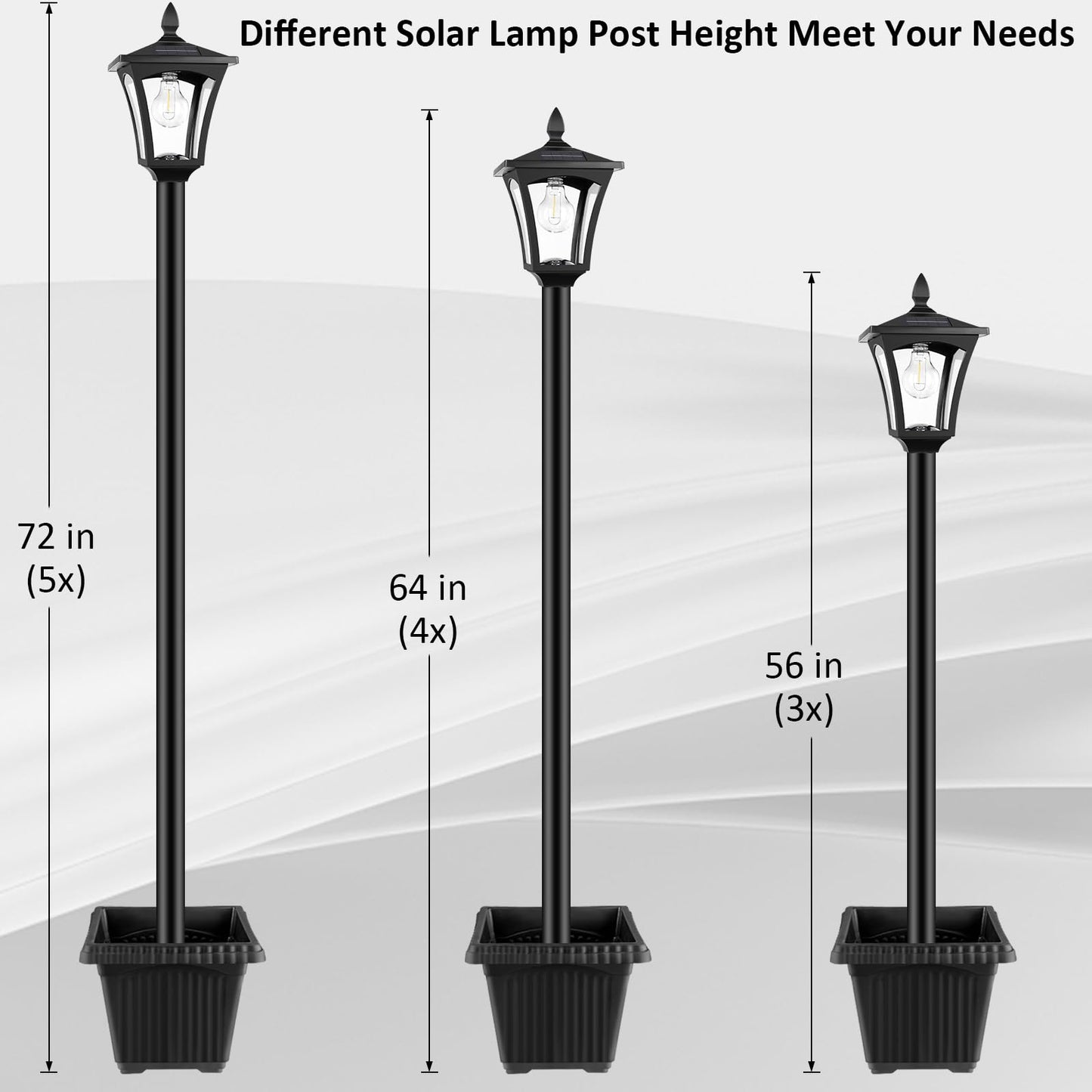 Derynome 72" Solar Outdoor Light with Planter,Waterproof Solar Post Lamp Ligts, Garden Lights for Backyard, Pathway, Patio,Lawn, Driveway Decor