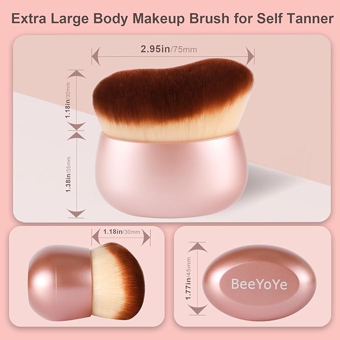 Extra Large Body Makeup Brush for Self Tanner,75mm Wide-headed Kabuki Tanning Brush for Body Concealer,Self Tanner Bronzer Brush for Body Coverage Perfector