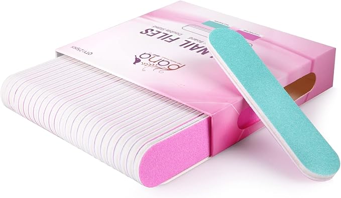 25PCS Mini Size PANA Professional Double Sided Nail Files - Pink&Teal, 100/100 Grit - Emery Board Nail Buffering File Manicure Pedicure Nail Polisher Washable
