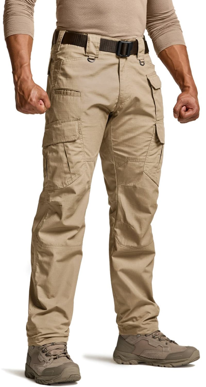CQR Men's Tactical Pants, Water Resistant Ripstop Cargo Pants, Lightweight EDC Work Hiking Pants, Outdoor Apparel, Duratex Mag Pocket Khaki, 36W x 30L