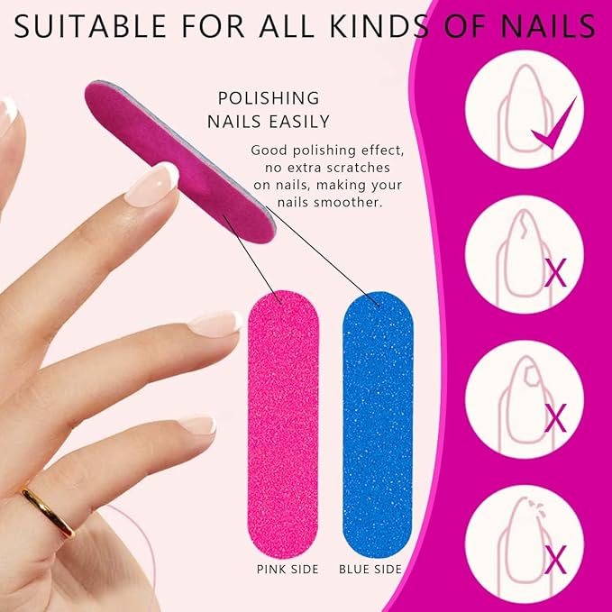Mini Nail Files Bulk, 100 Pcs Disposable Double Sided Emery Boards Travel Size for Men, Women, Kids (2 Inch)