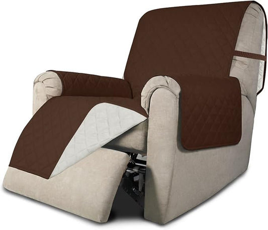 Easy-Going Recliner Chair Slipcover Reversible Sofa Cover Water Resistant Couch Cover Furniture Protector with Elastic Straps for Pets Dog (Recliner 22 inch, Coffee/Ivory)