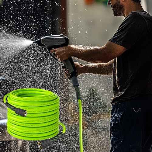 Hourleey Pressure Washer Hose 100 FT, 3600 PSI Flexible Kink Resistant Power Washer Hose Replacement, 1/4" Quick Connect Pressure Hose Extension, Green