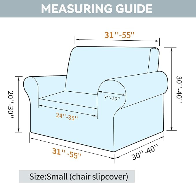 LURKA Stretch Chair Sofa Slipcovers 1 Piece Couch Covers for Sofa Furniture Protector Full Sofa Covers with Elastic Bottom for Kids and Dog (Small, Dark Grey)