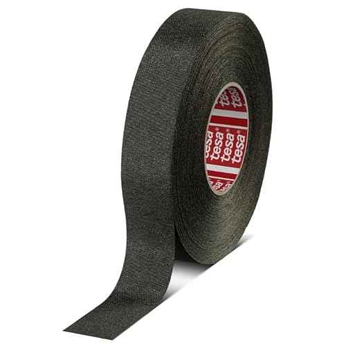 15 Tesa 51036 PET Cloth High Heat Electrical Tape for Wire Harness, Cables for Automotive Engine, Protect Against High Temperature, Abrasion, Chemical & Fluid | Flame Retardant | Black