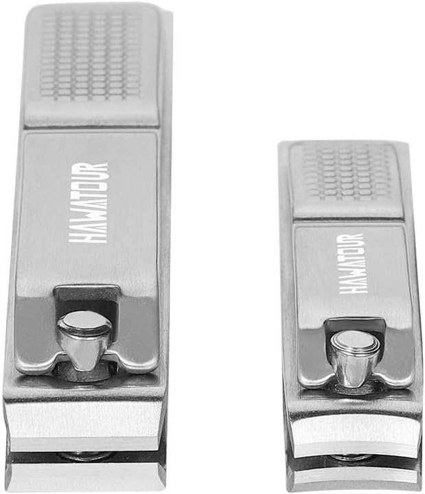 HAWATOUR Nail Clippers Set, Ultra Sharp Sturdy Fingernail and Toenail Clipper Cutters with Visibly Tin Case, Silver