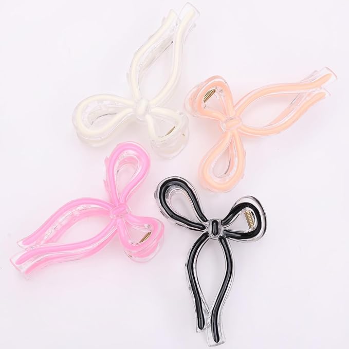 4 Pcs Bow Hair Clips Elegant Hair Claw Butterfly Hair Accessories for Girls Nonslip Butterfly Clips Hair Styling Accessories for Women