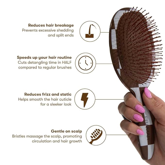 FRAMAR Hair Brush Detangler – Wet Hair Brushes For Women, Womens Hair Brush, Hair Accessories, Hairbrush For Women, Cepillos Para Cabello, Reduces Breakage – Detangle Brush - Chocolate