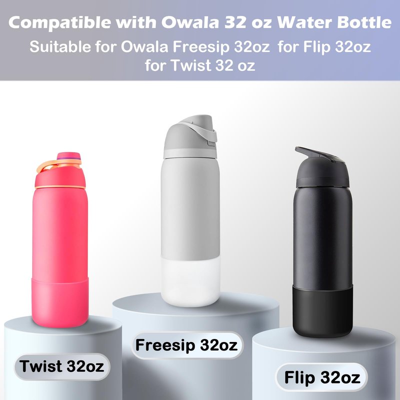 2-Pack Silicone Boot for Owala 32 oz Water Bottle, Anti-Slip & Scratch Noise Reduction Accessories, Rubber Bottom Protective Cover for Owala FreeSip, Twist & Flip Stainless Steel 32oz Water Bottles
