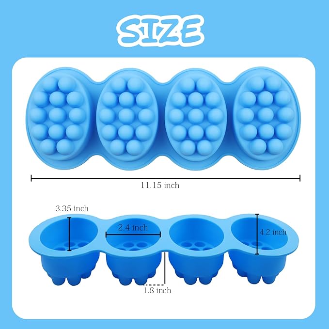 2Pcs Silicone Massage Bar Soap Molds, Handmade Soap Molds for Soap Making, 3D Hair Comb Ice Mold Scalp Massager, Hair Brush Soap Bar Silicone Mold, Food Grade Soap Mould Massage Moulds