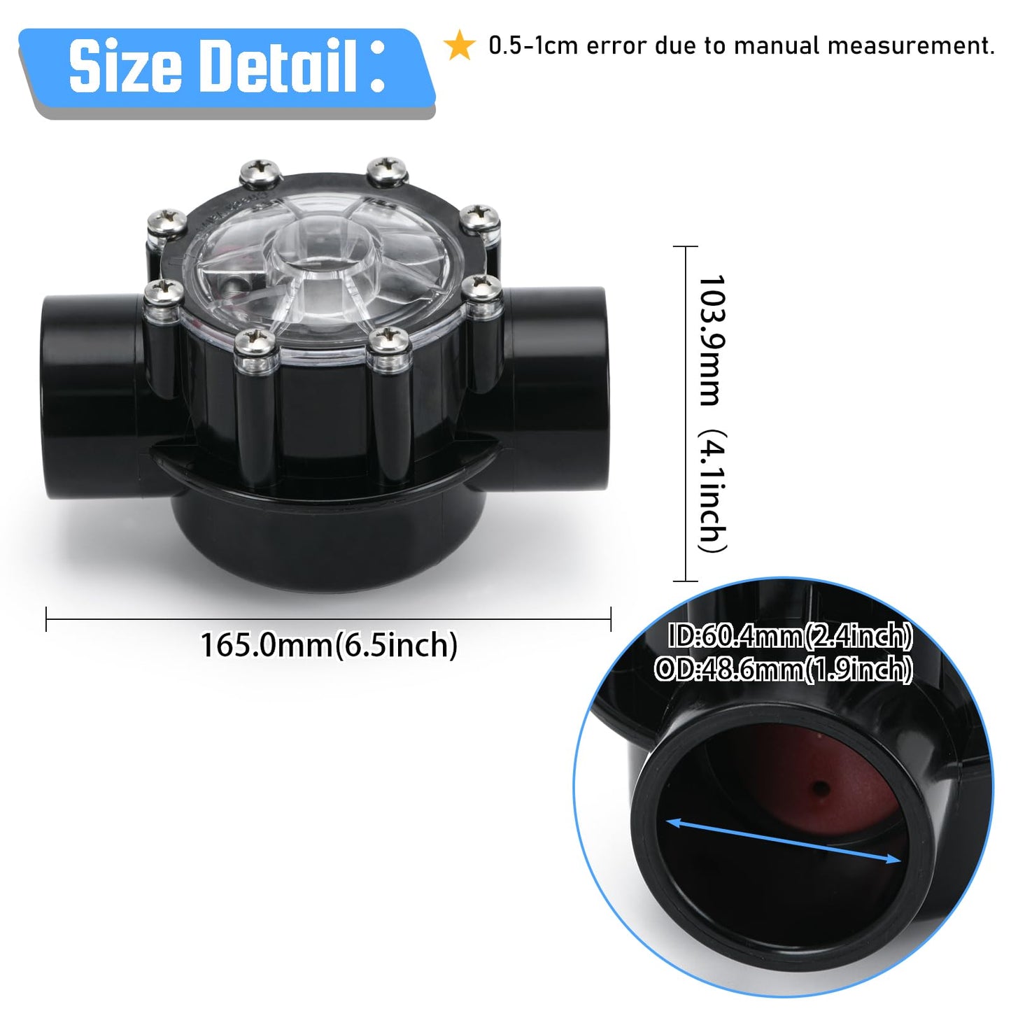 7235 Check Valve Replacement for Jandy 1-1/2-Inch to 2-Inch 180-Degree Check Valve Straight Through Flow Compatible with Pool and Spa (7235)